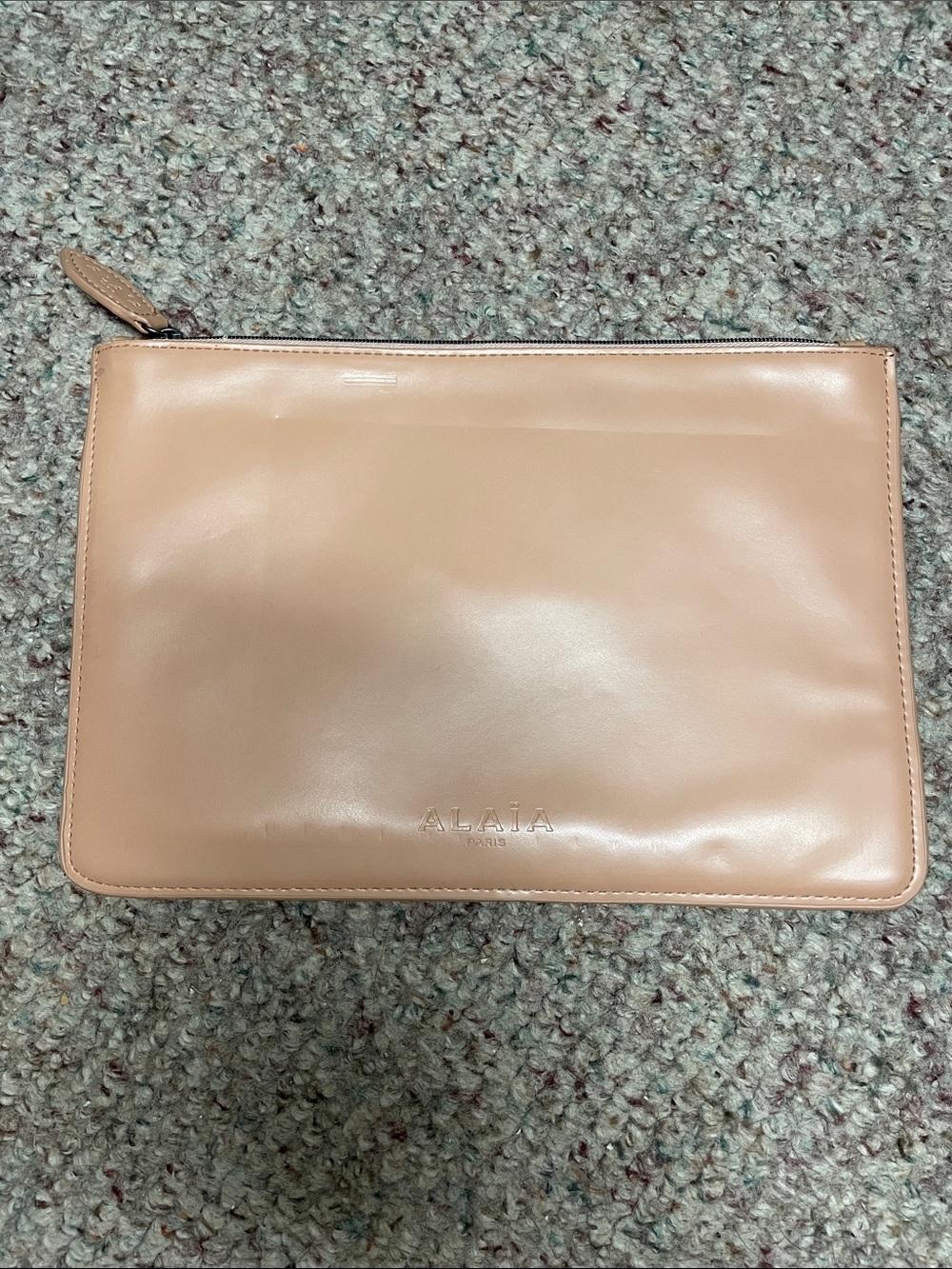 Alaia Paris nude Blush Leather Zip Pouch